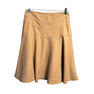 Gap Size 6 Mocha Linen Cotton Blend A-Line Skirt Lined Office Capsule Wardrobe